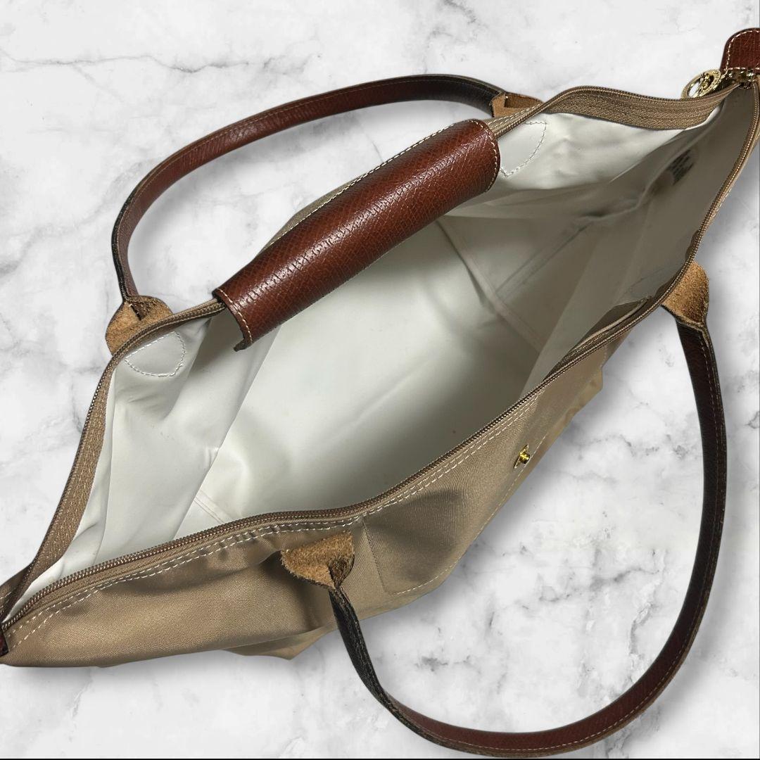 (美品)ロンシャン ルプリアージュ トートバッグ ベージュ A4収納可 　L