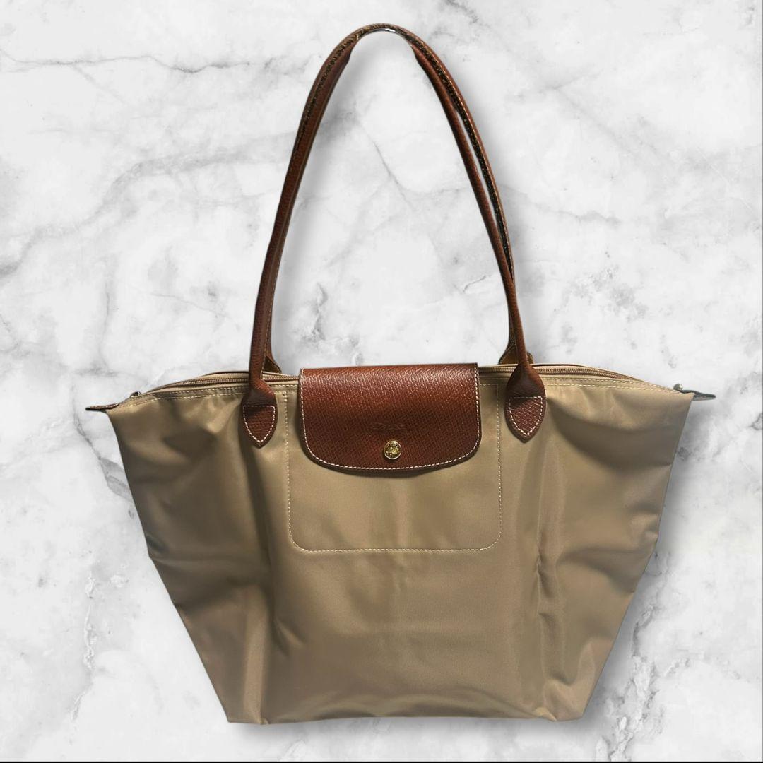 (美品)ロンシャン ルプリアージュ トートバッグ ベージュ A4収納可 　L