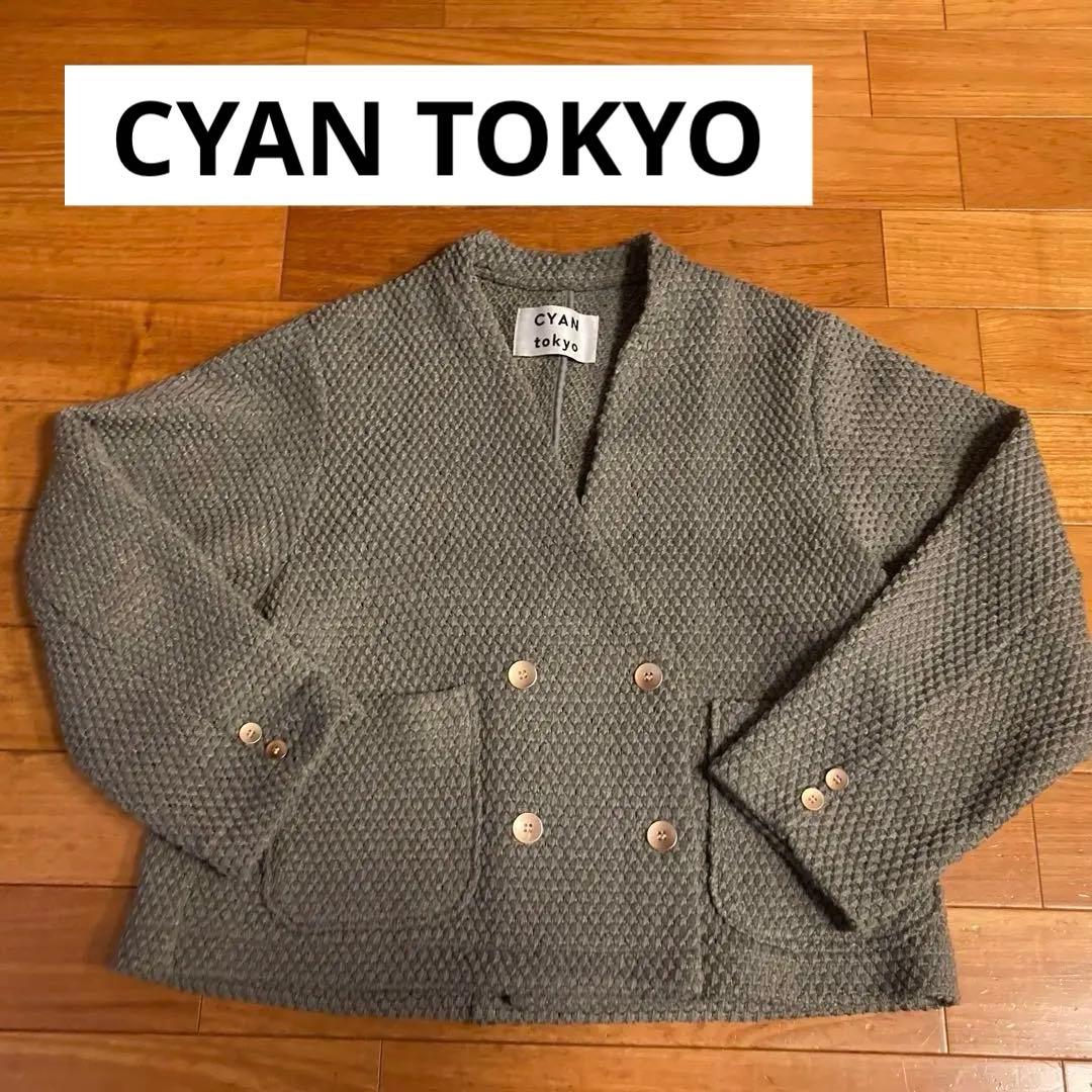 最終値下げ！CYAN TOKYO ニットライク ワッフルレースブルゾン　グレー