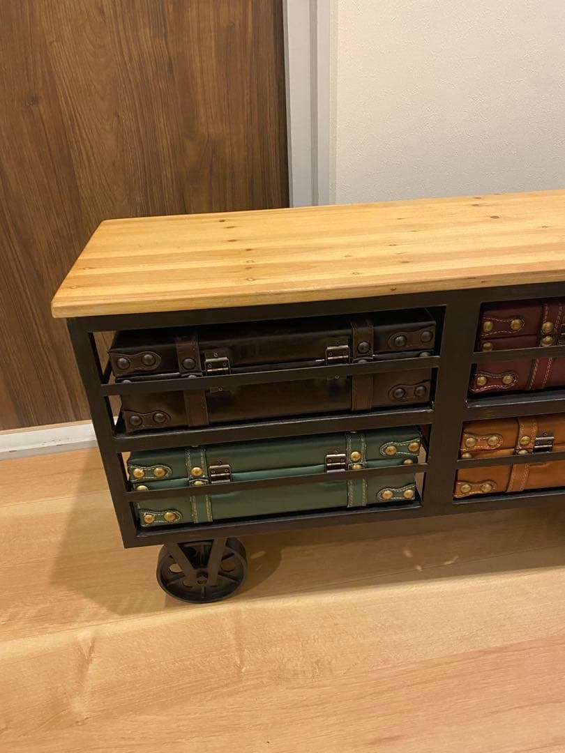 トランク風キャスター付きチェスト　幅87cm