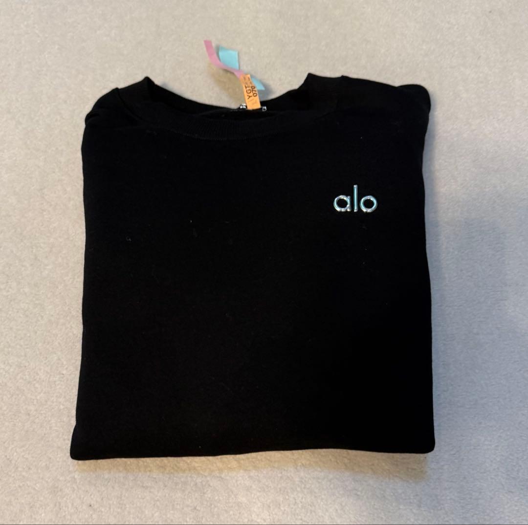 アロalo【新品未使用】 AccoladeクルーネックプルオーバーブラックS