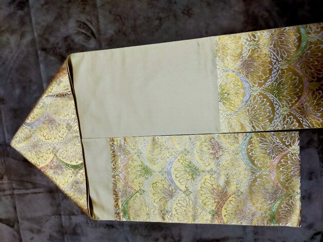 じゅらく　フォーマル袋帯（未仕立て品）　ゴールド　青海波　六通織　帝王紫