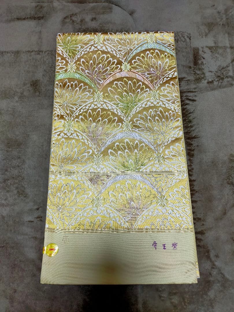 じゅらく　フォーマル袋帯（未仕立て品）　ゴールド　青海波　六通織　帝王紫