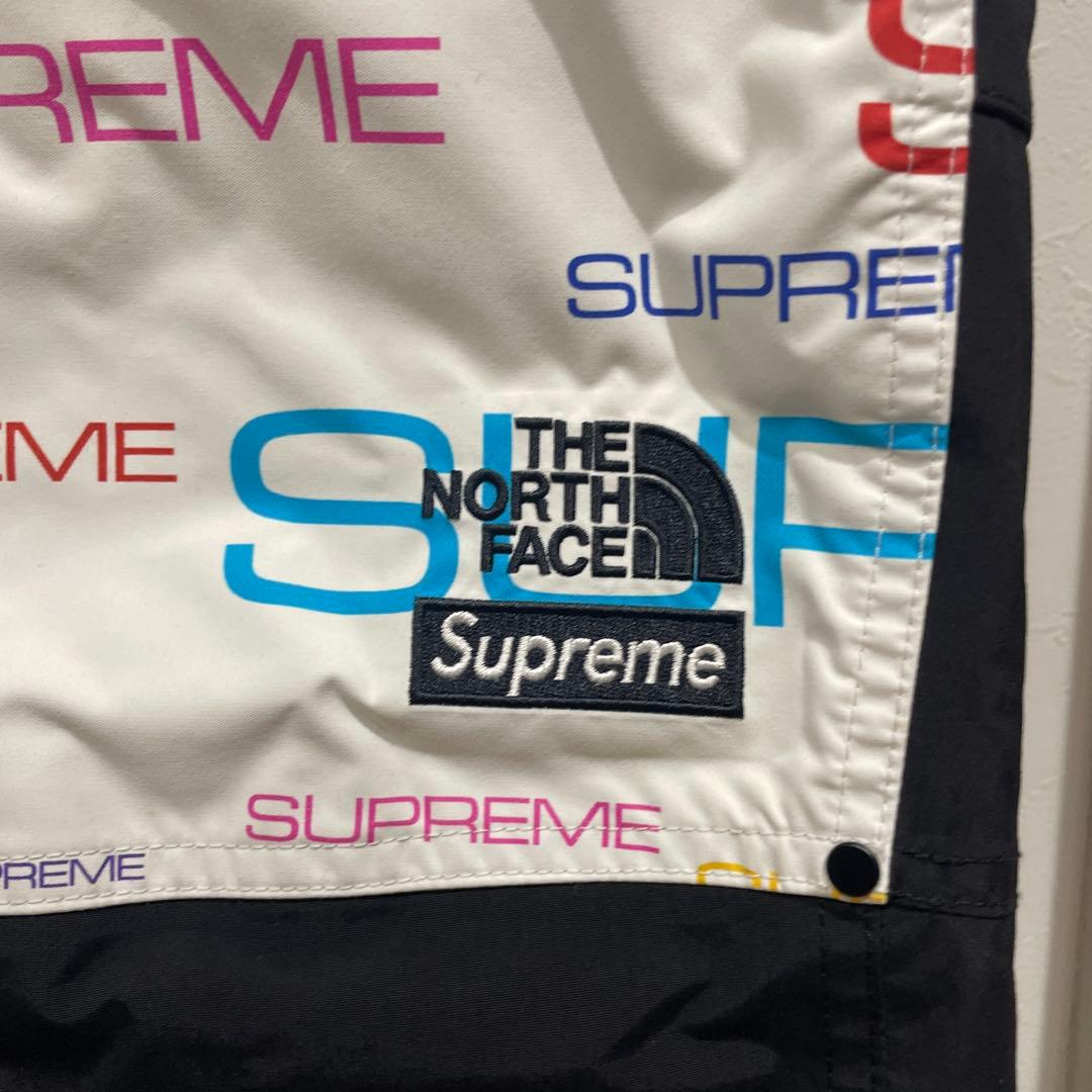 シュプリーム×ノースフェイス スティープテックパンツ ホワイト 総柄ロゴ