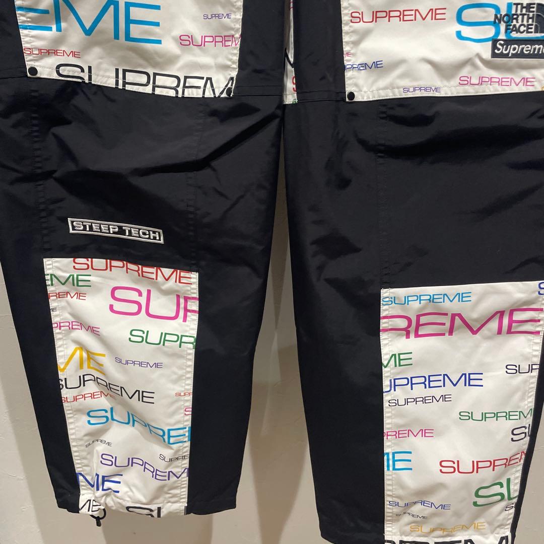 シュプリーム×ノースフェイス スティープテックパンツ ホワイト 総柄ロゴ
