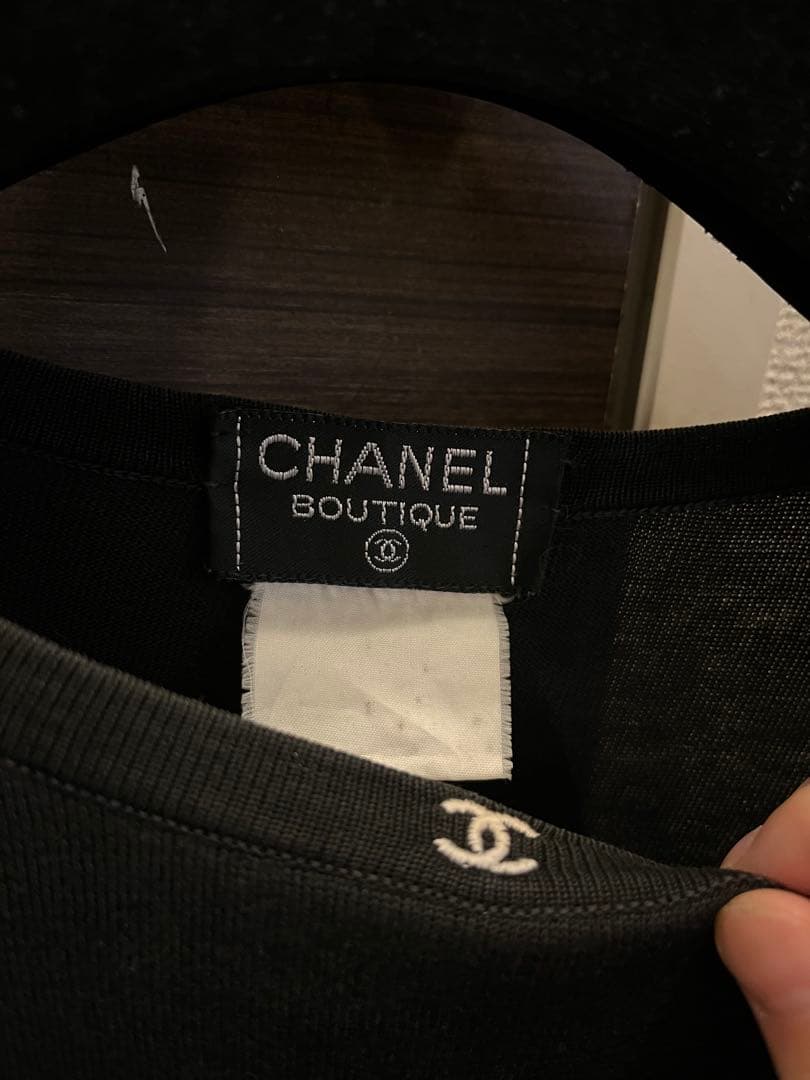 レア　CHANEL ブラック Tシャツ　サマーニット　半袖　ココマーク　44