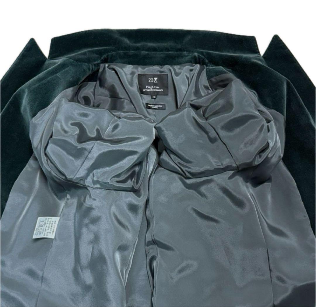 23区 ベロア　メタルボタン　ストレッチ　テーラードジャケット　ブレザー