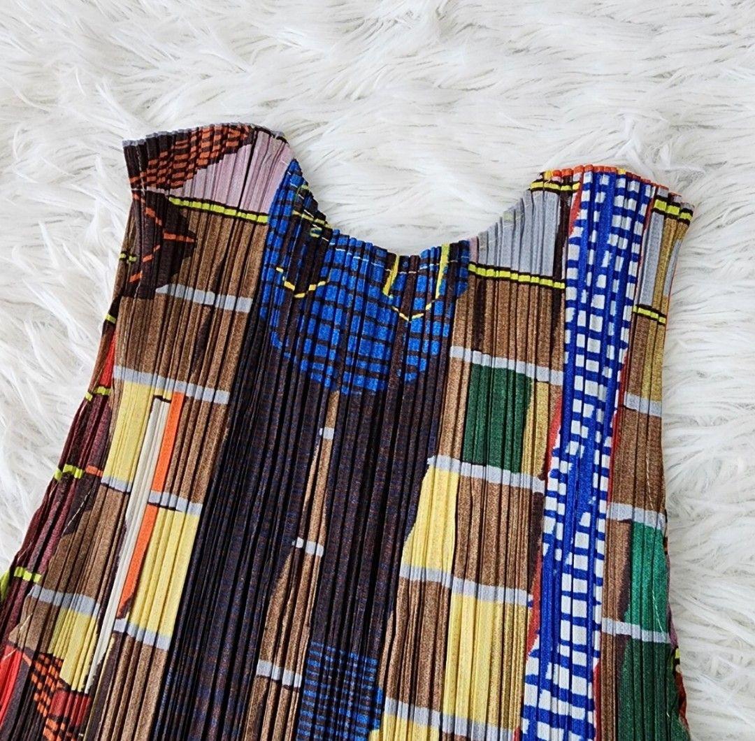 【稀少/ほぼ美品】プリーツプリーズ ノースリーブ タンクトップ マルチカラー 3