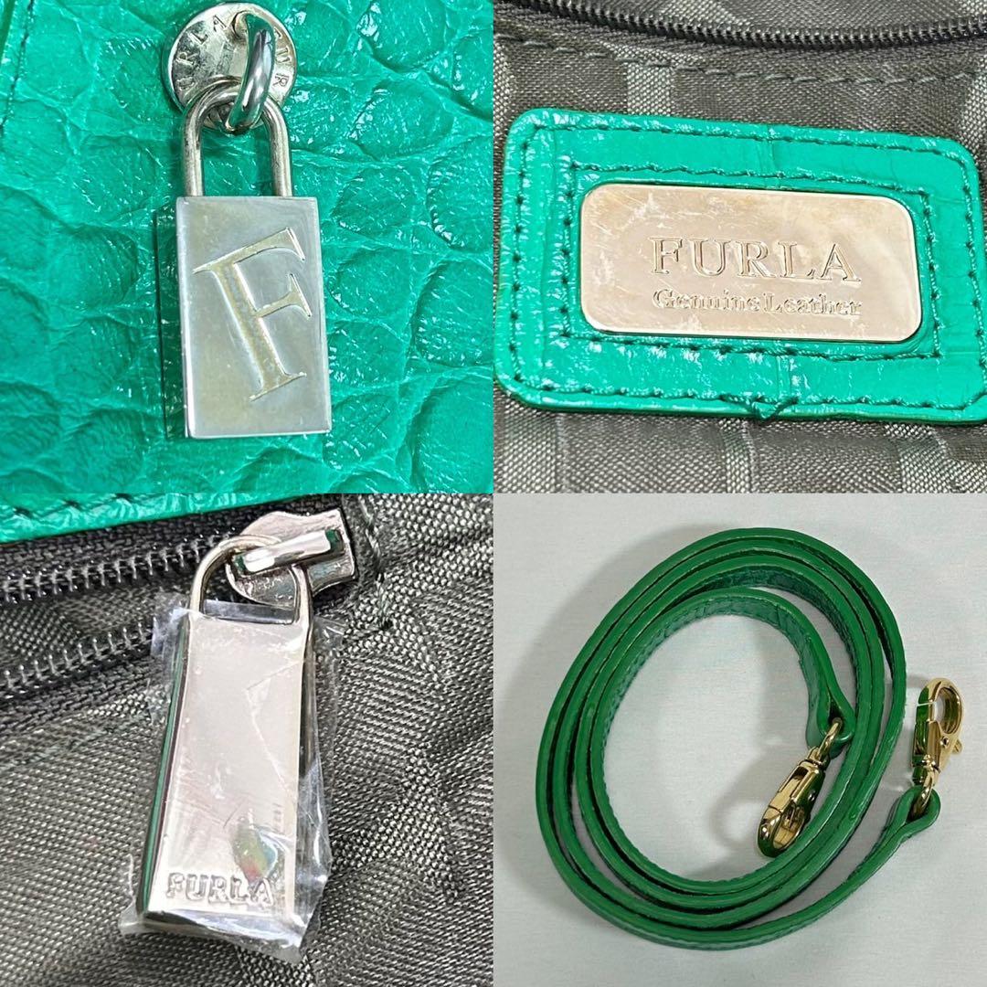 【極美品】フルラ 2way ハンドバッグ クロコ型押し レザー 斜め掛け A4可