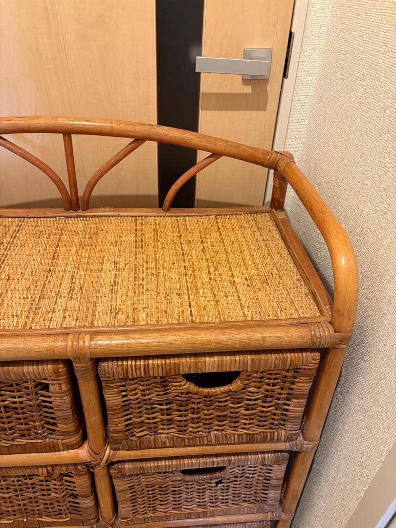 【アンティーク•ヴィンテージ】ラタンチェスト　ローチェスト　籐家具　アジアン家具