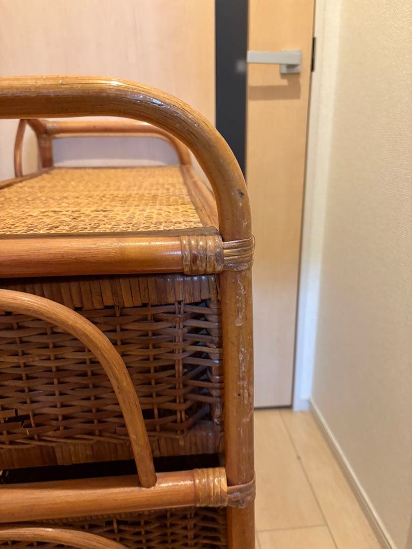 【アンティーク•ヴィンテージ】ラタンチェスト　ローチェスト　籐家具　アジアン家具