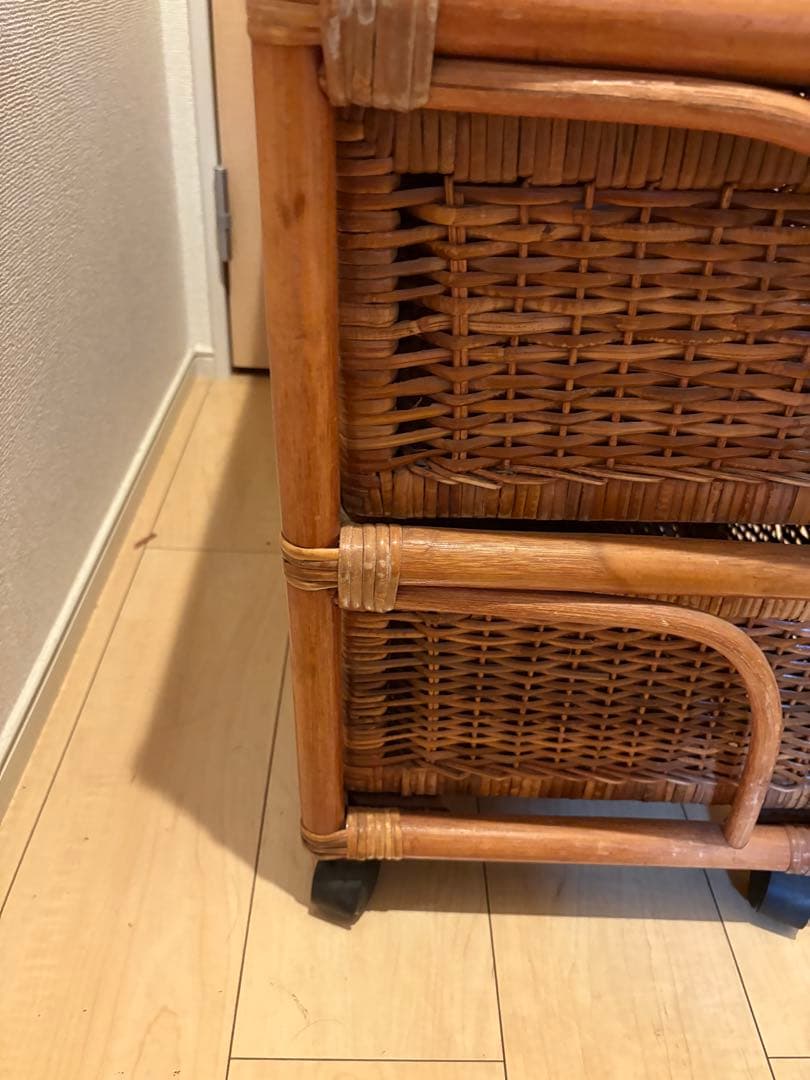 【アンティーク•ヴィンテージ】ラタンチェスト　ローチェスト　籐家具　アジアン家具