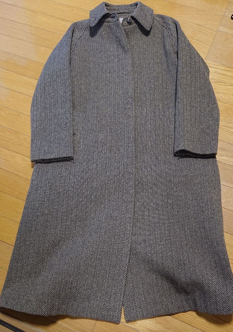 美品「SOUTIENCOL」ヘリンボーンツイードロングコート