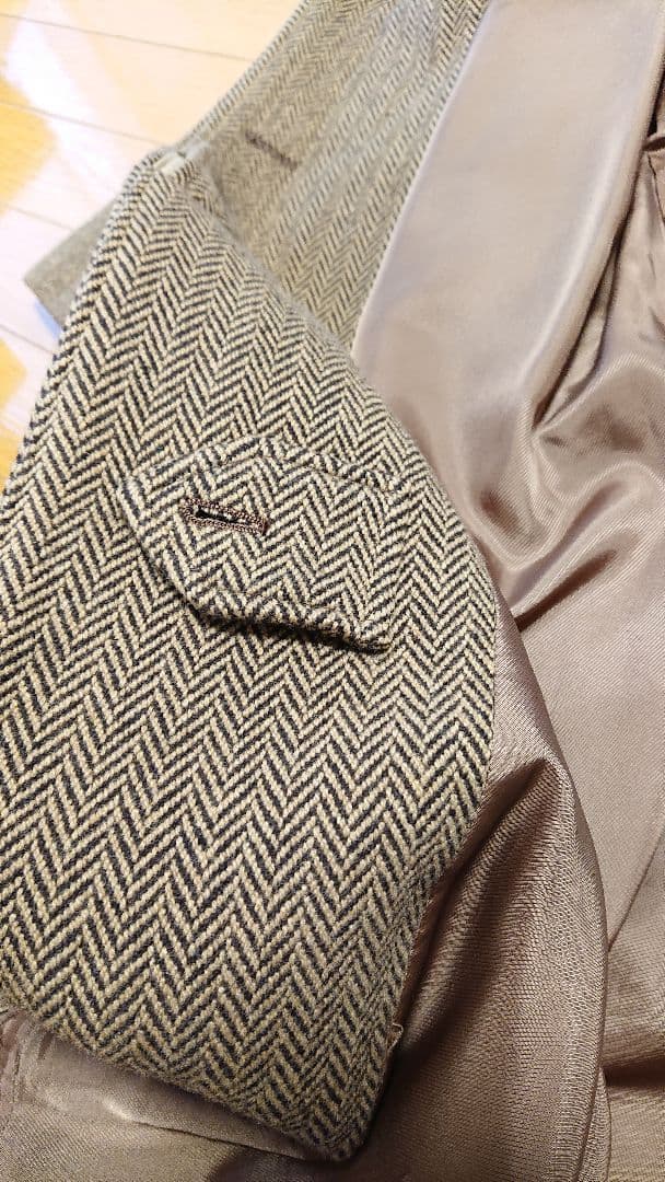 美品「SOUTIENCOL」ヘリンボーンツイードロングコート