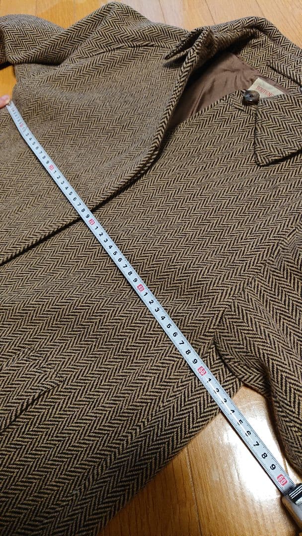 美品「SOUTIENCOL」ヘリンボーンツイードロングコート