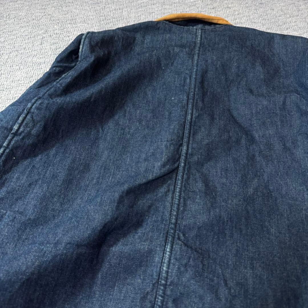 70s デニム カバーオール 裏地ブランケット コーデュロイ襟 アメカジ 古着