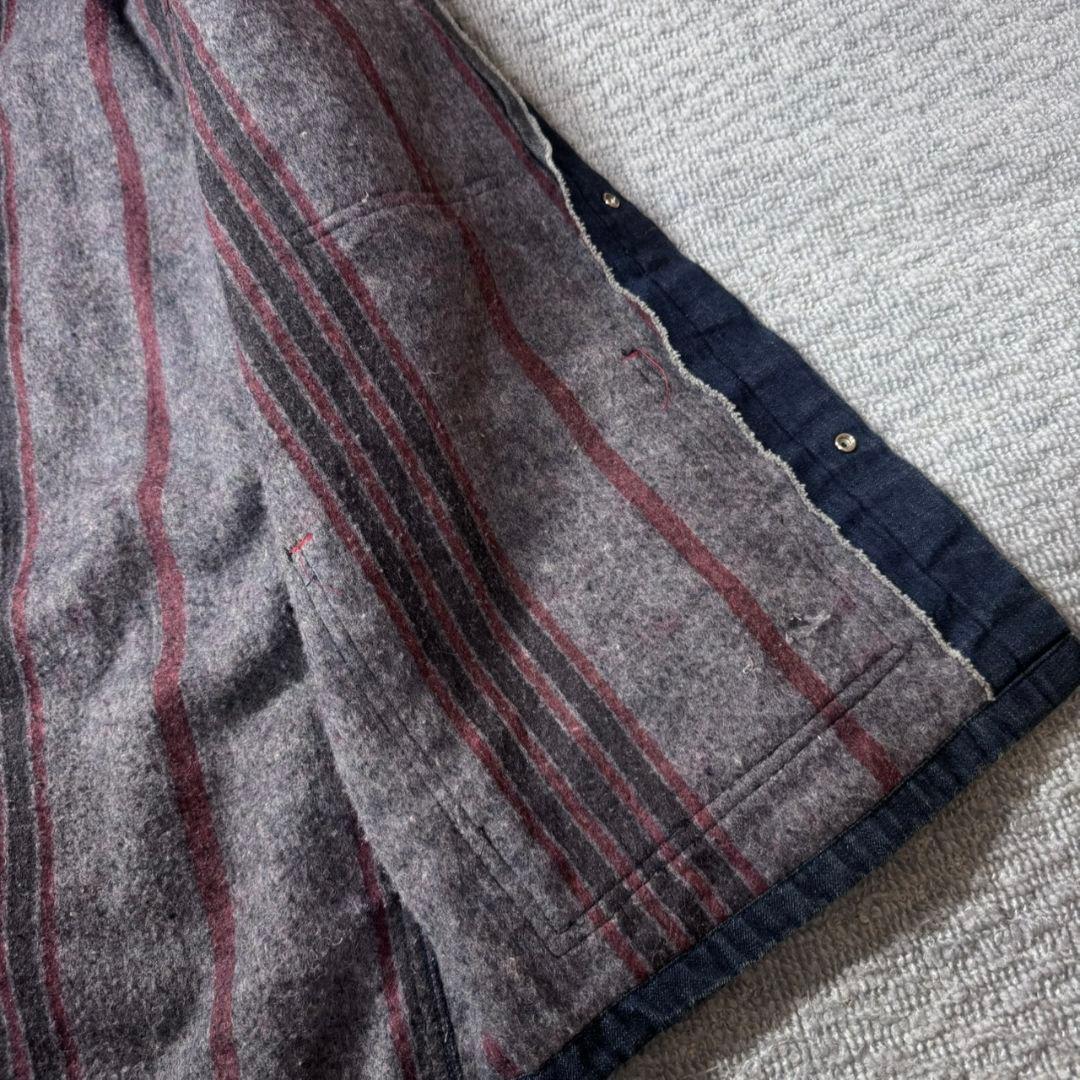 70s デニム カバーオール 裏地ブランケット コーデュロイ襟 アメカジ 古着