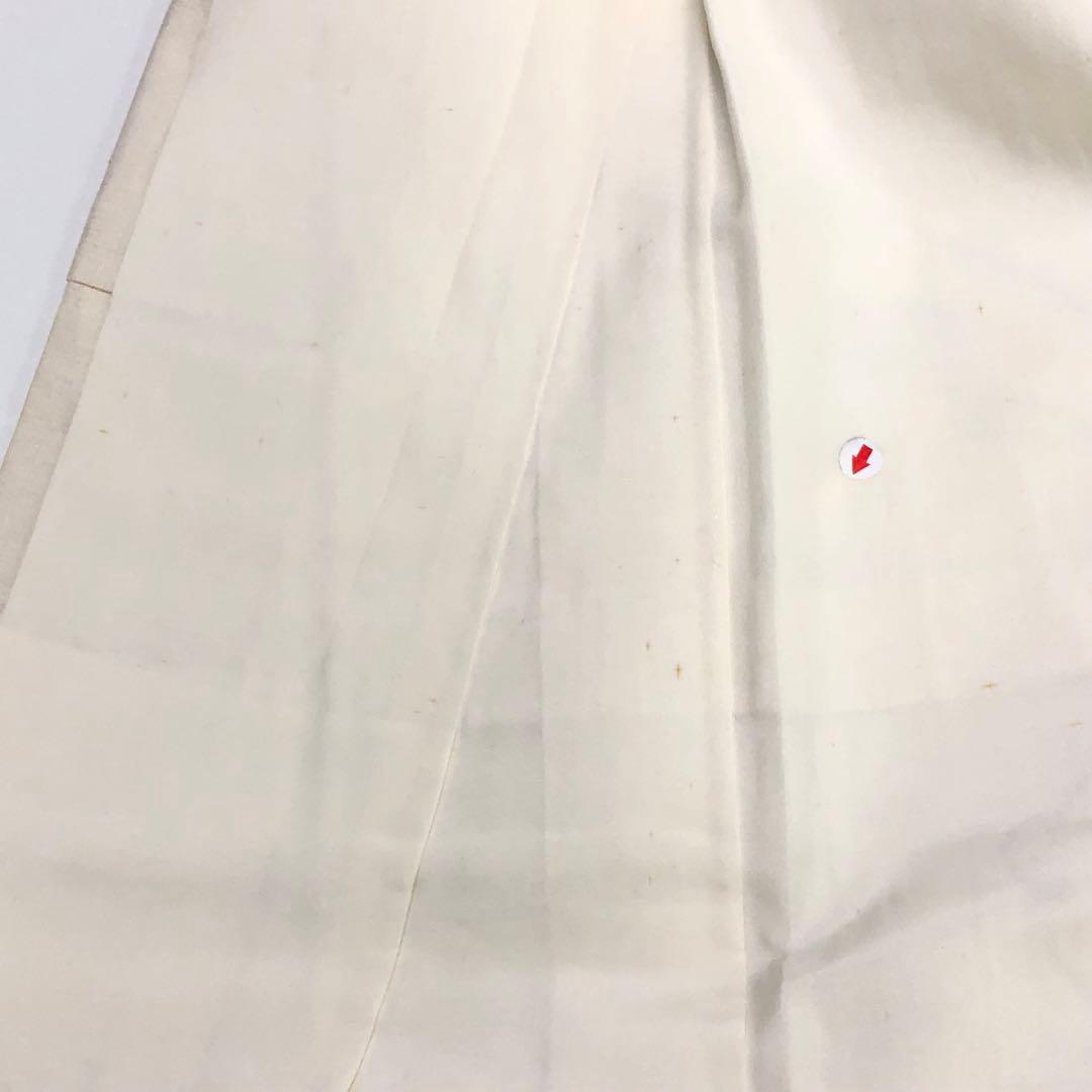 訪問着 紬 花草模様 葡萄 炭描き 乳白色 KK-2202