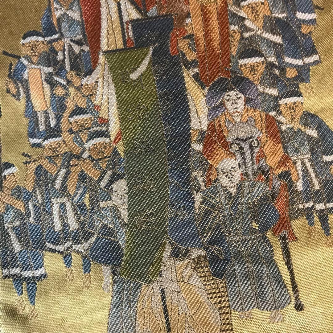 ZF-1041 袋帯 大名行列 金箔 高級 正絹 六通 希少