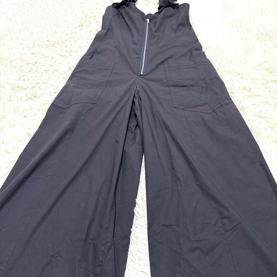 HACHE アッシュ　サロペット　フレアパンツ　フリル　ロングワンピースブラック