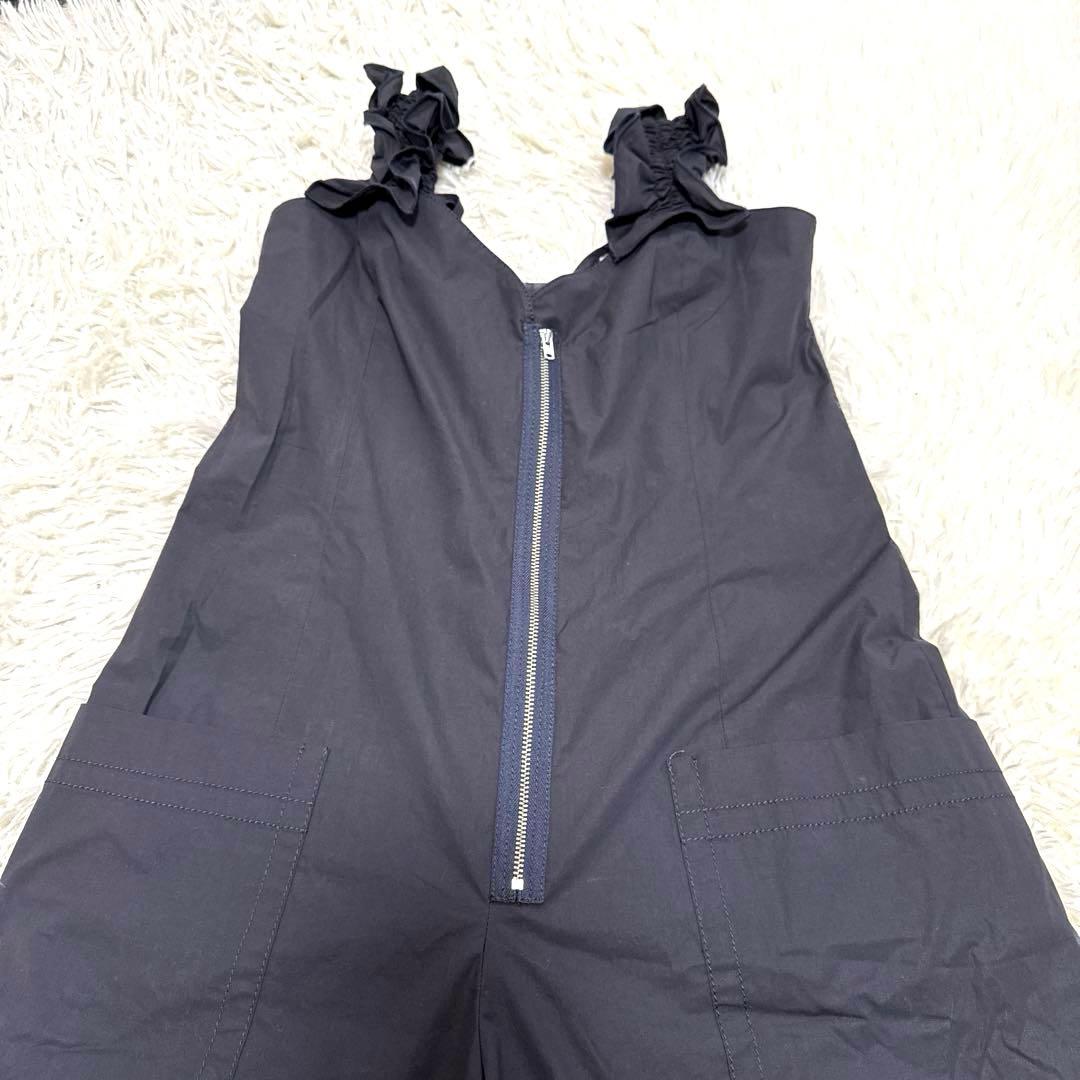 HACHE アッシュ　サロペット　フレアパンツ　フリル　ロングワンピースブラック