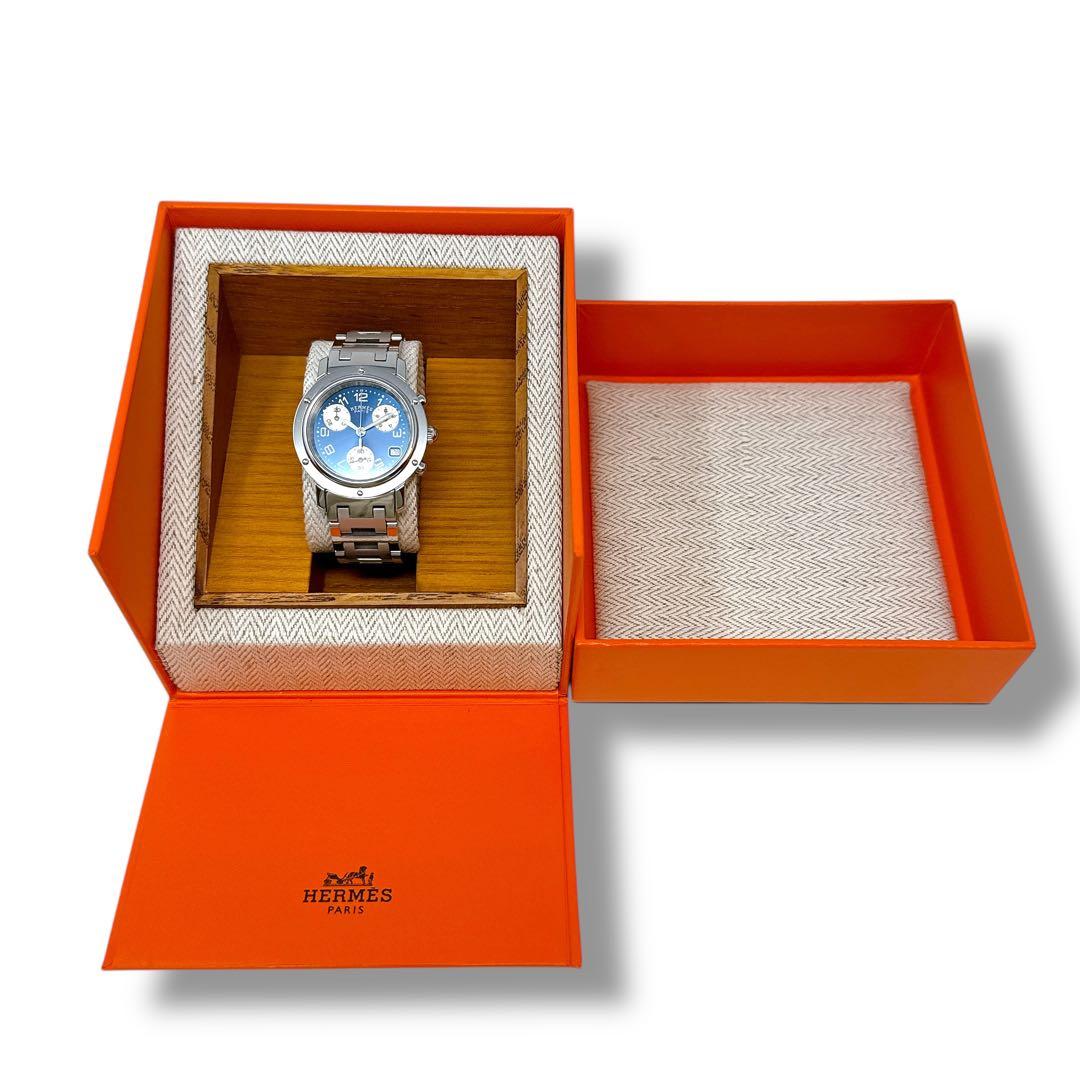 エルメス クリッパー CL1.310 クロノグラフ ネイビー レディース 腕時計