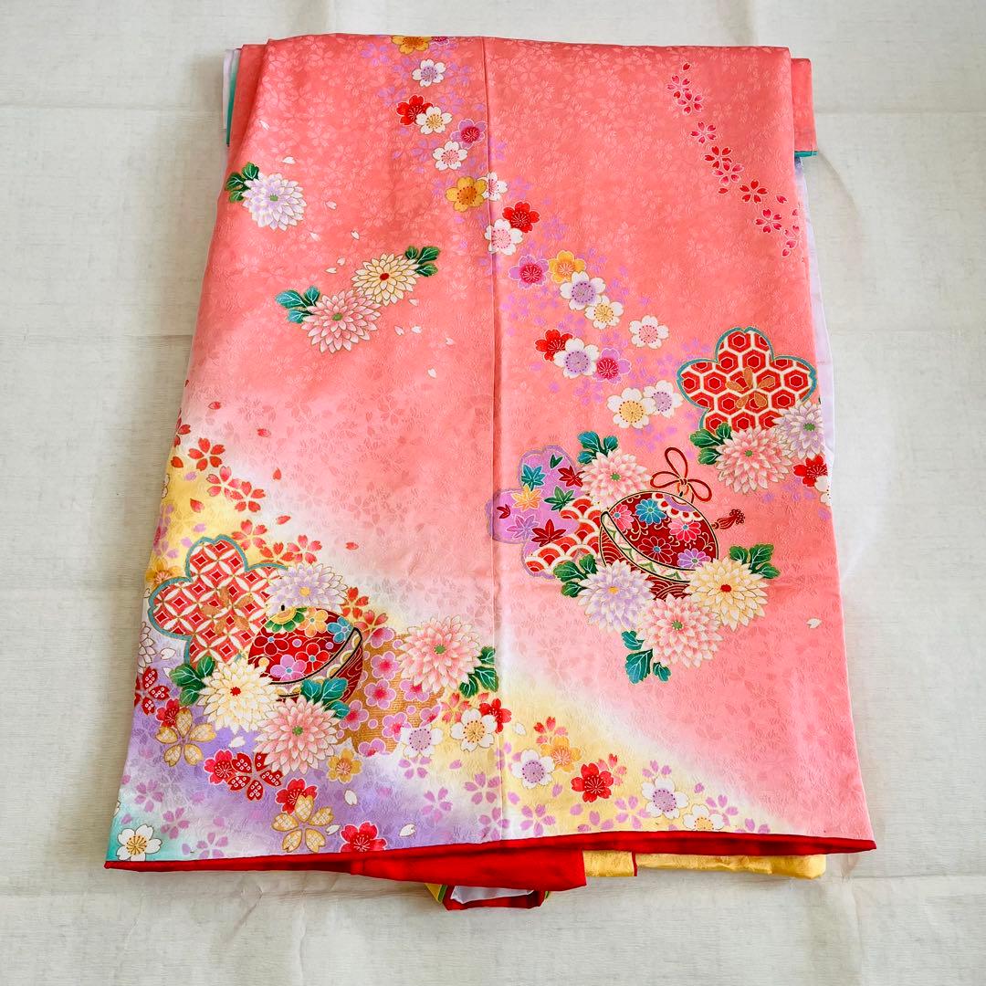 七五三　7歳　四つ身着物　結び帯　草履バッグ　はこせこセット　帯揚げ　しごき