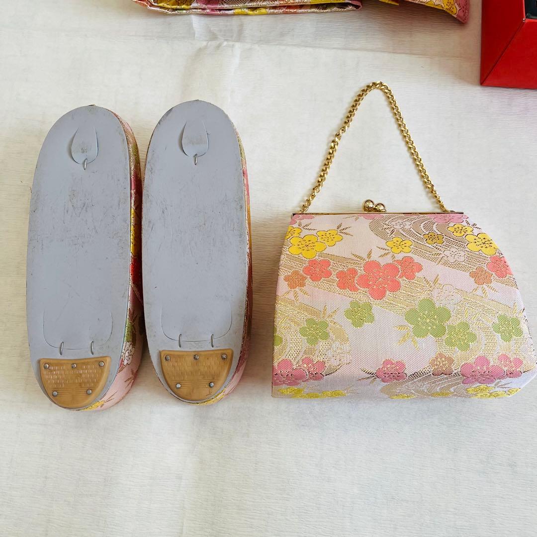 七五三　7歳　四つ身着物　結び帯　草履バッグ　はこせこセット　帯揚げ　しごき