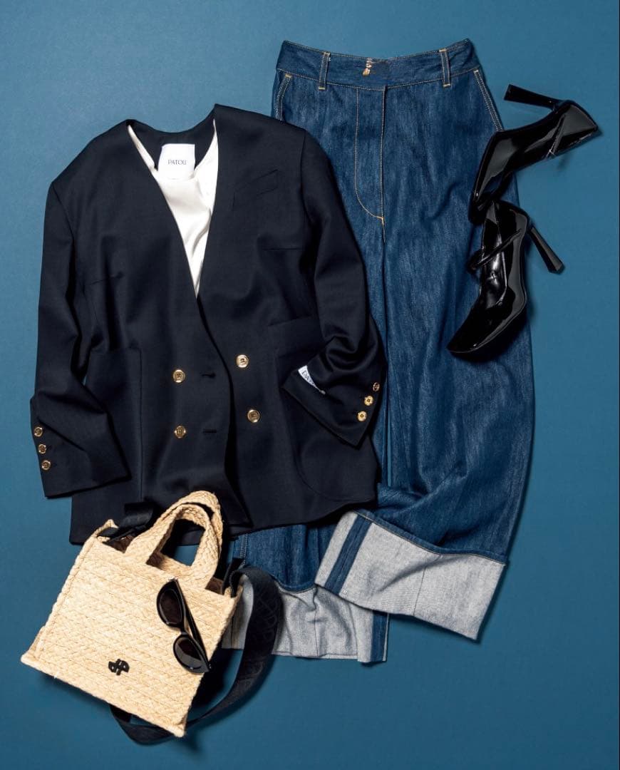 PATOU 14万 テックウールノーカラーダブルブレストジャケット