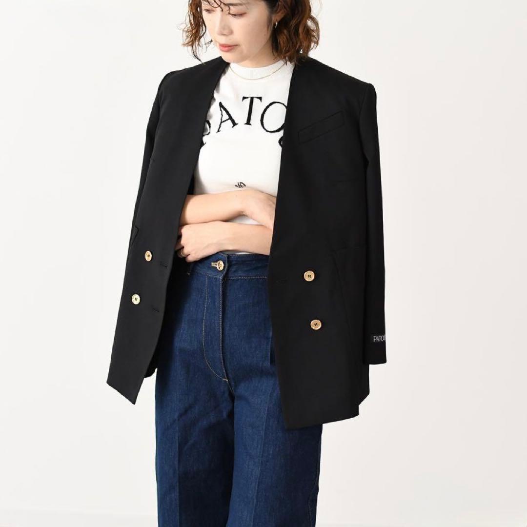 PATOU 14万 テックウールノーカラーダブルブレストジャケット