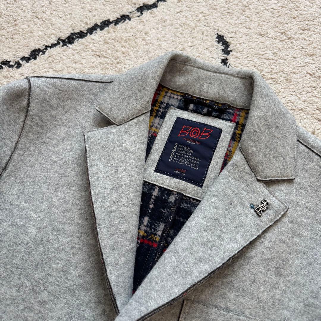 BOB テーラードジャケット　ボンディング　イタリア製　グレー　48サイズ