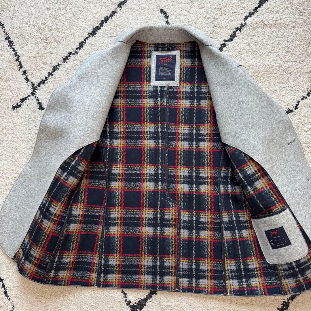 BOB テーラードジャケット　ボンディング　イタリア製　グレー　48サイズ