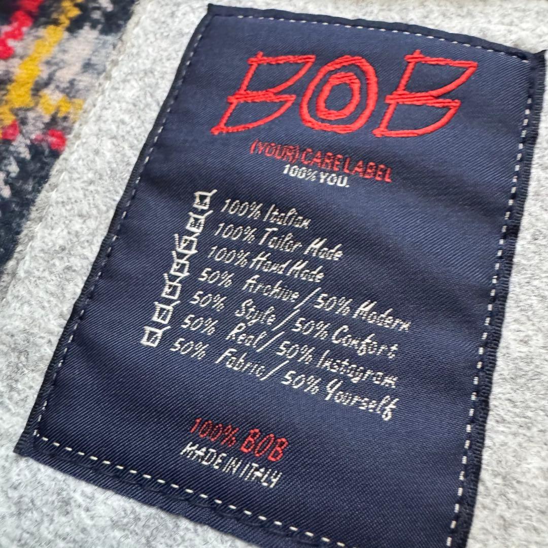 BOB テーラードジャケット　ボンディング　イタリア製　グレー　48サイズ