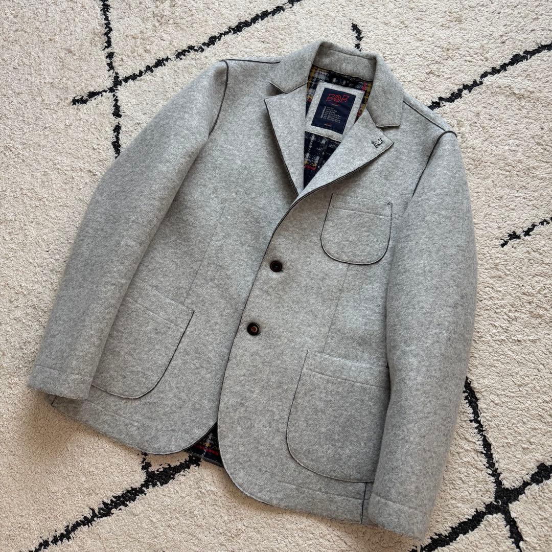 BOB テーラードジャケット　ボンディング　イタリア製　グレー　48サイズ