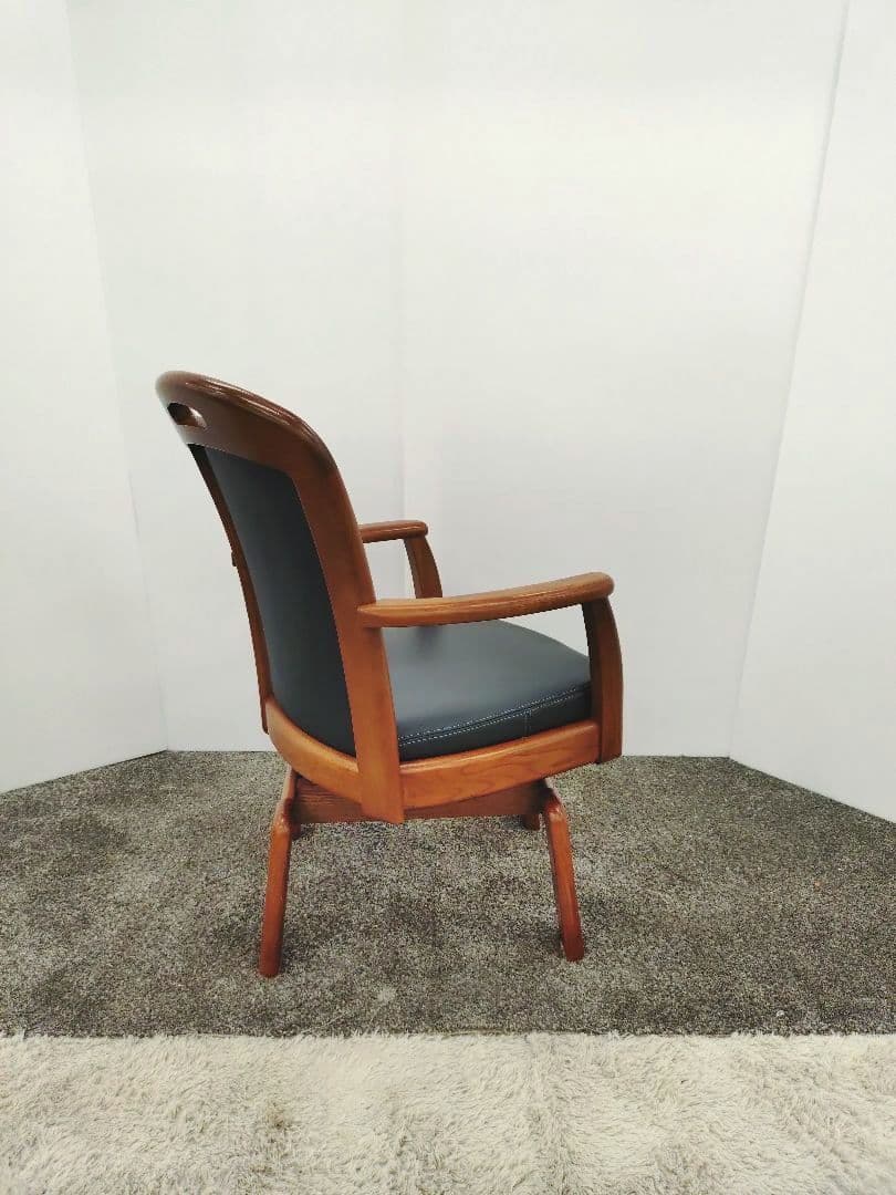 浜本工芸 総本革 回転式 ダイニングチェア No.1800