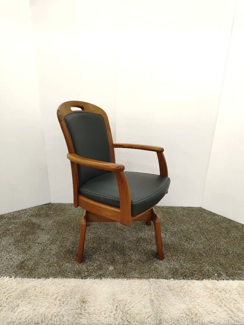 浜本工芸 総本革 回転式 ダイニングチェア No.1800