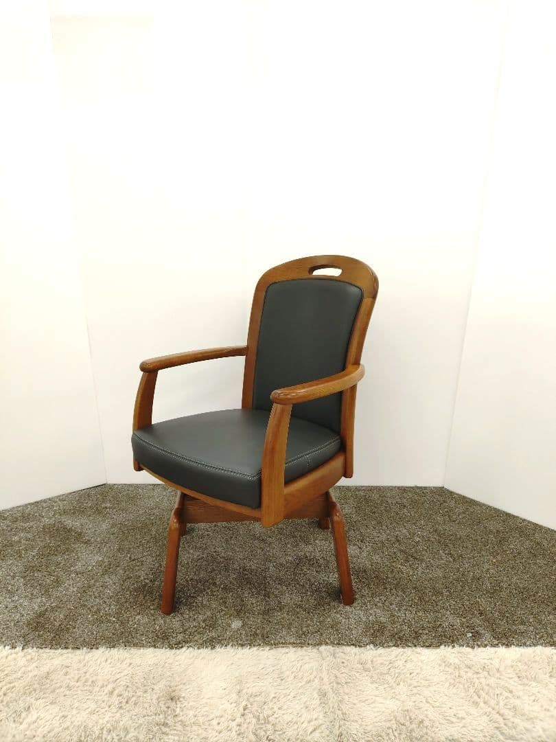 浜本工芸 総本革 回転式 ダイニングチェア No.1800