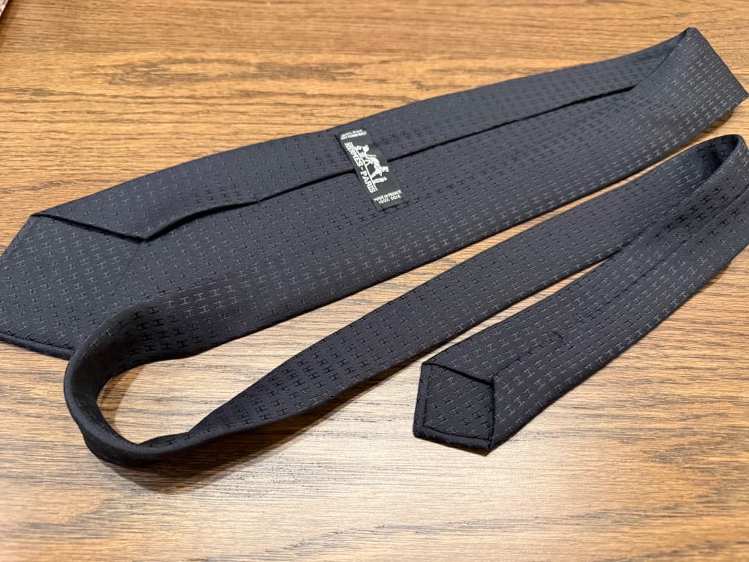 【定価4万円】HERMES エルメス H柄 ファソネ 総ロゴ ネクタイ ブラック