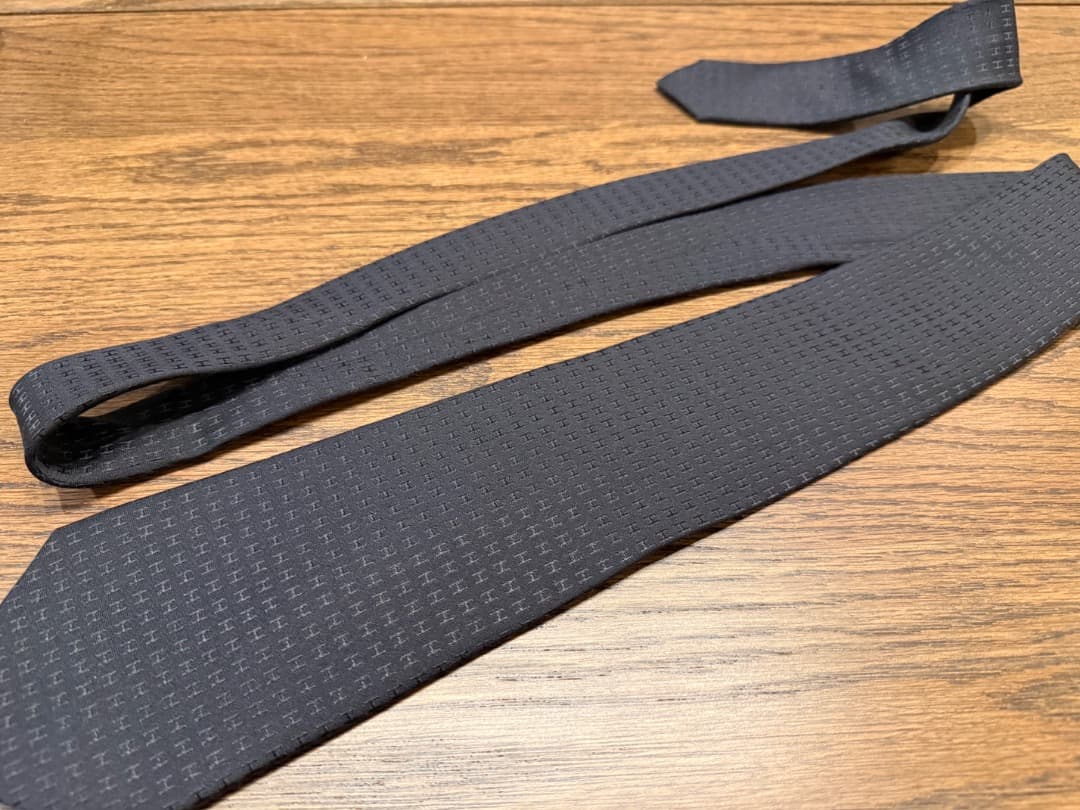 【定価4万円】HERMES エルメス H柄 ファソネ 総ロゴ ネクタイ ブラック