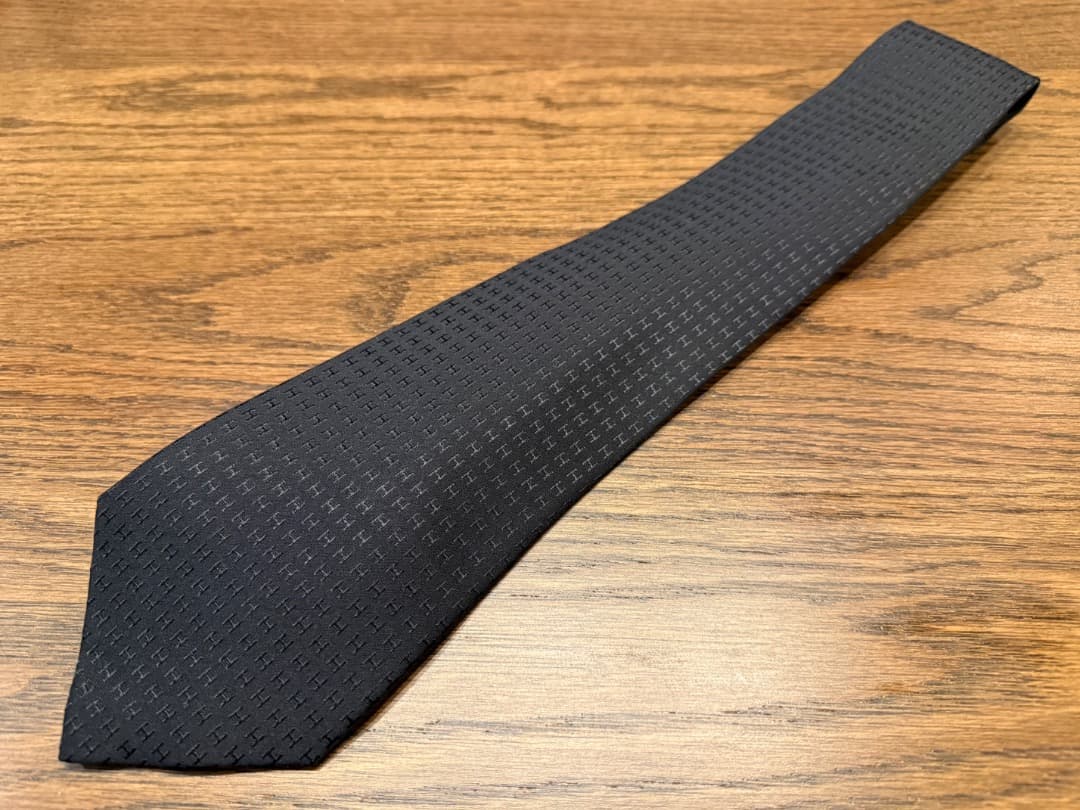 【定価4万円】HERMES エルメス H柄 ファソネ 総ロゴ ネクタイ ブラック