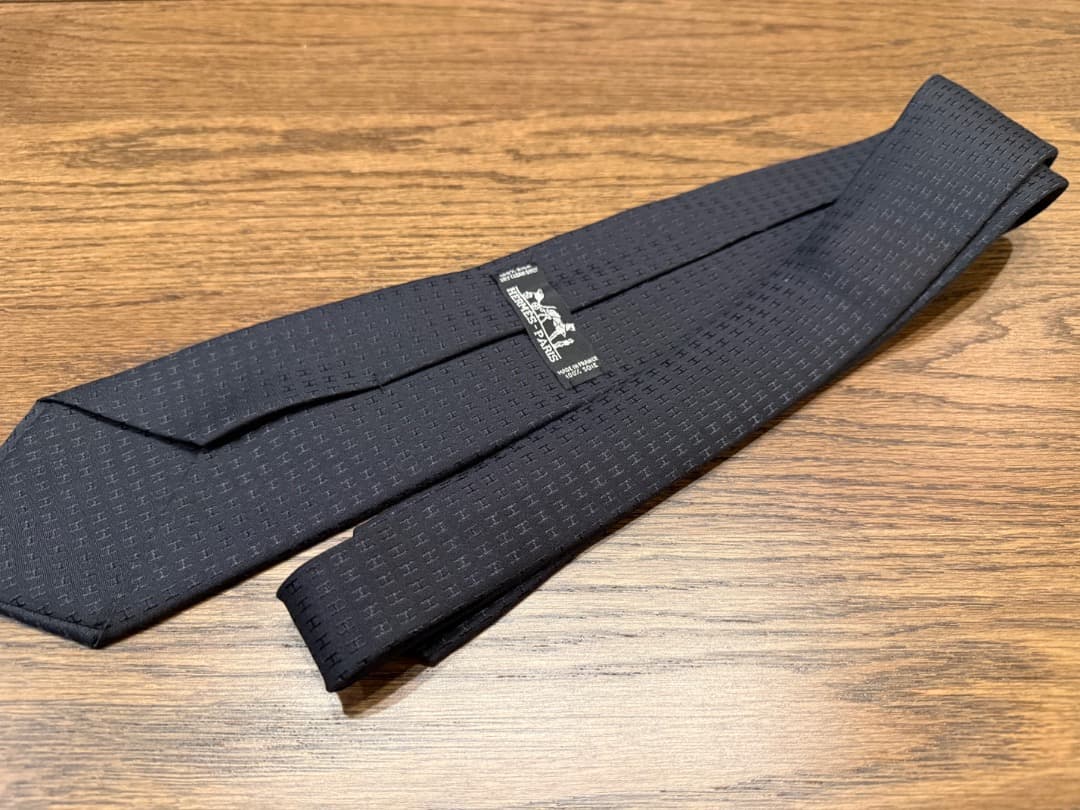 【定価4万円】HERMES エルメス H柄 ファソネ 総ロゴ ネクタイ ブラック