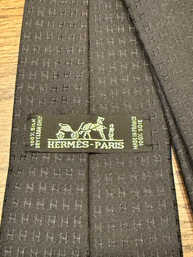 【定価4万円】HERMES エルメス H柄 ファソネ 総ロゴ ネクタイ ブラック