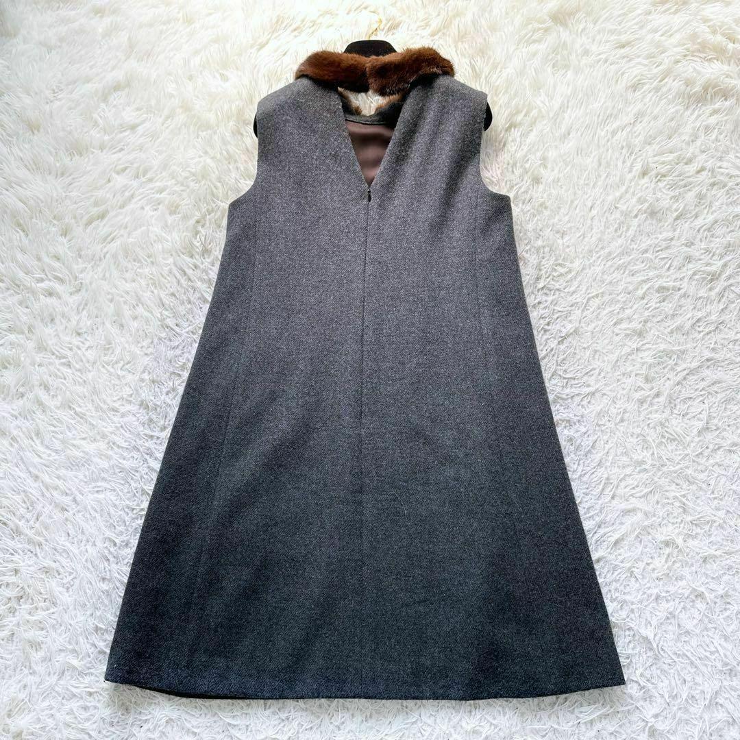 デイジーリン　FOXEY ミンクファー付きノースリーブワンピース　グレー　L