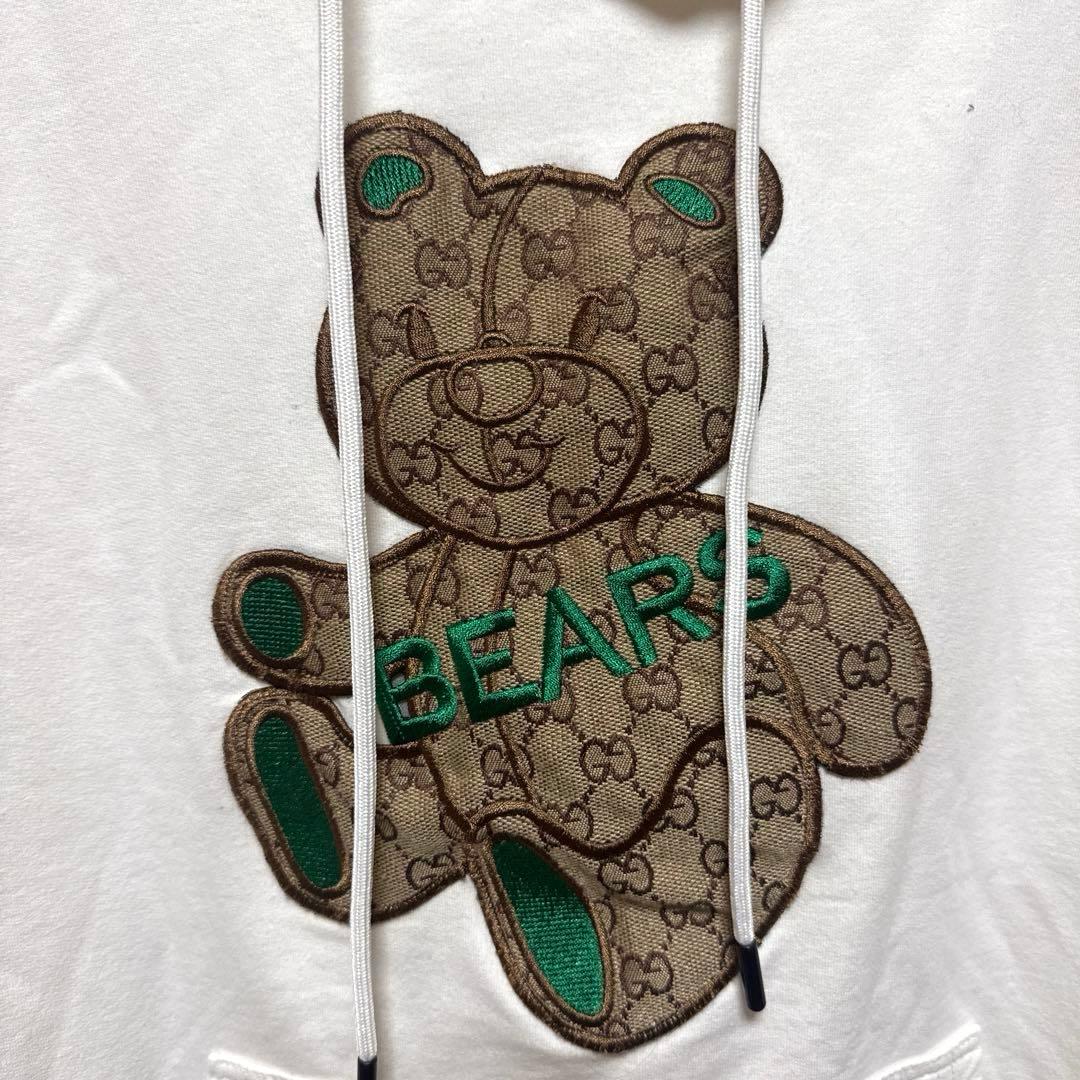 GUCCI ホワイト クマ刺繍 パーカー