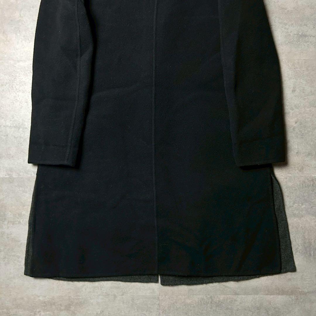 エンポリオアルマーニ イタリア製 スタンドロングコート リバーコート ブラック