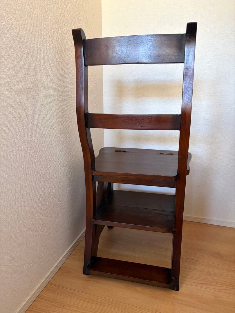 レア★ヴィンテージ　マホガニー 無垢材 ステップ チェア 踏み台 木製 椅子