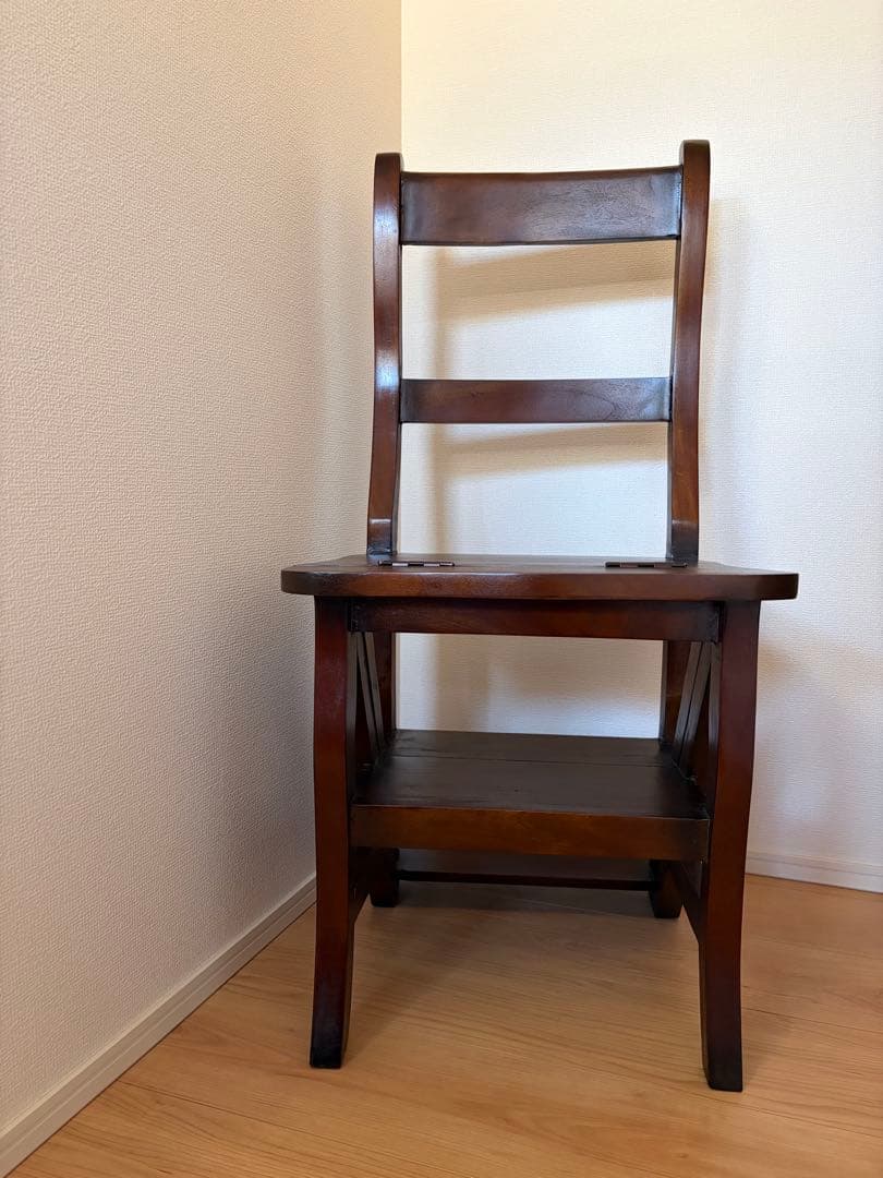 レア★ヴィンテージ　マホガニー 無垢材 ステップ チェア 踏み台 木製 椅子