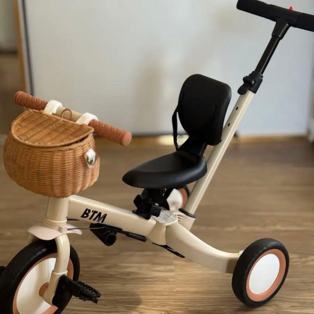 BTM 三輪車 ホワイト バスケット付き