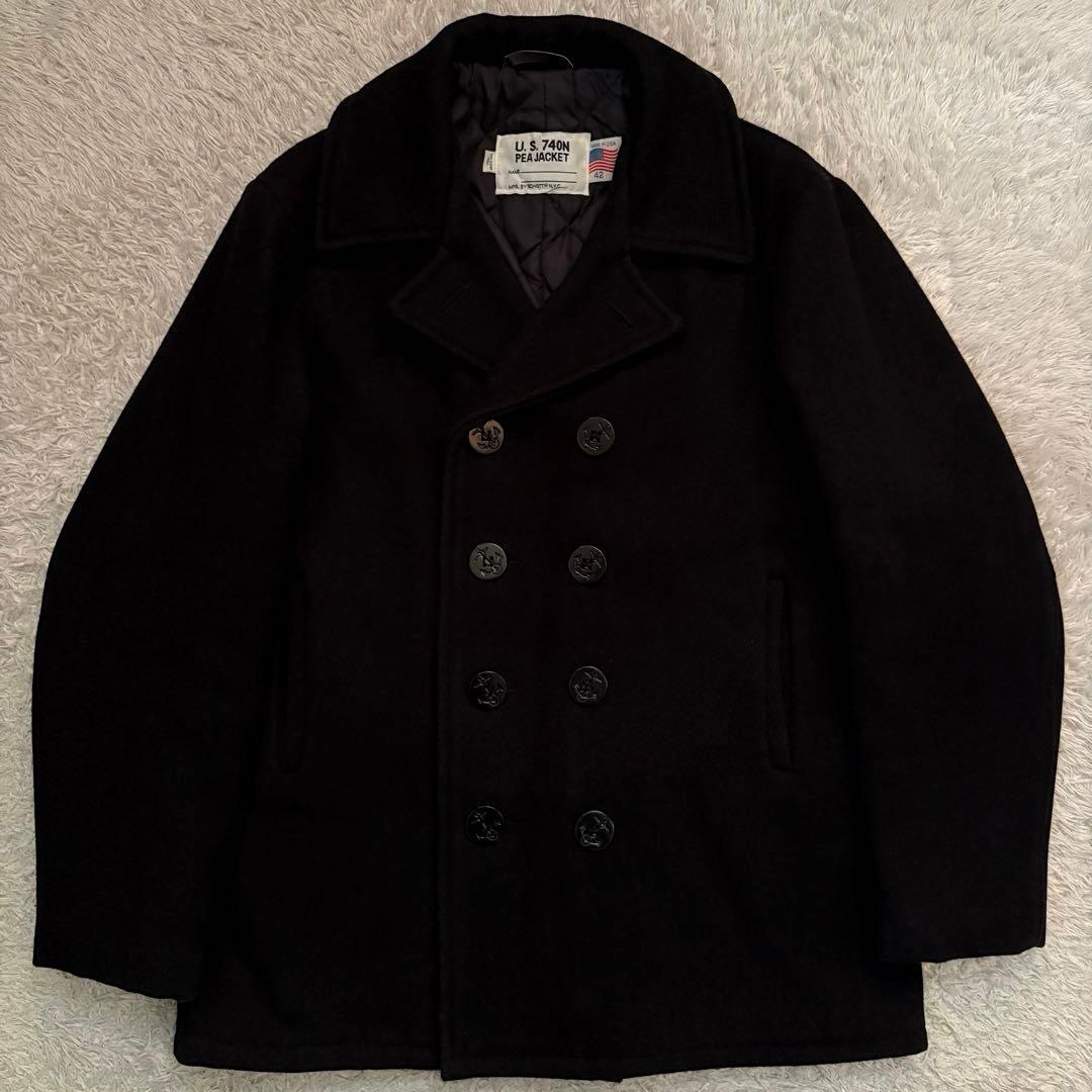 ★希少 XLサイズ★ SCHOTT ピーコート ジャケット USA製 42 黒