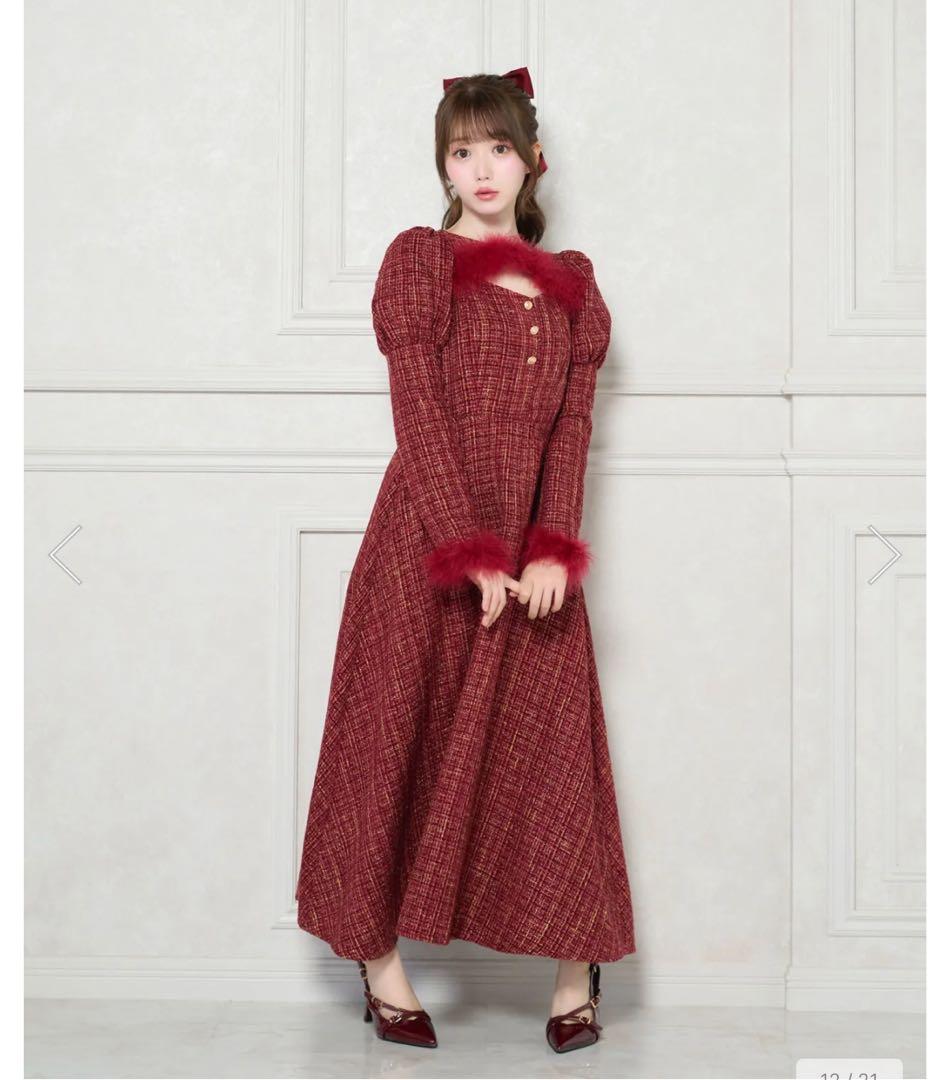 Tweed holiday dress　Rosé Muse